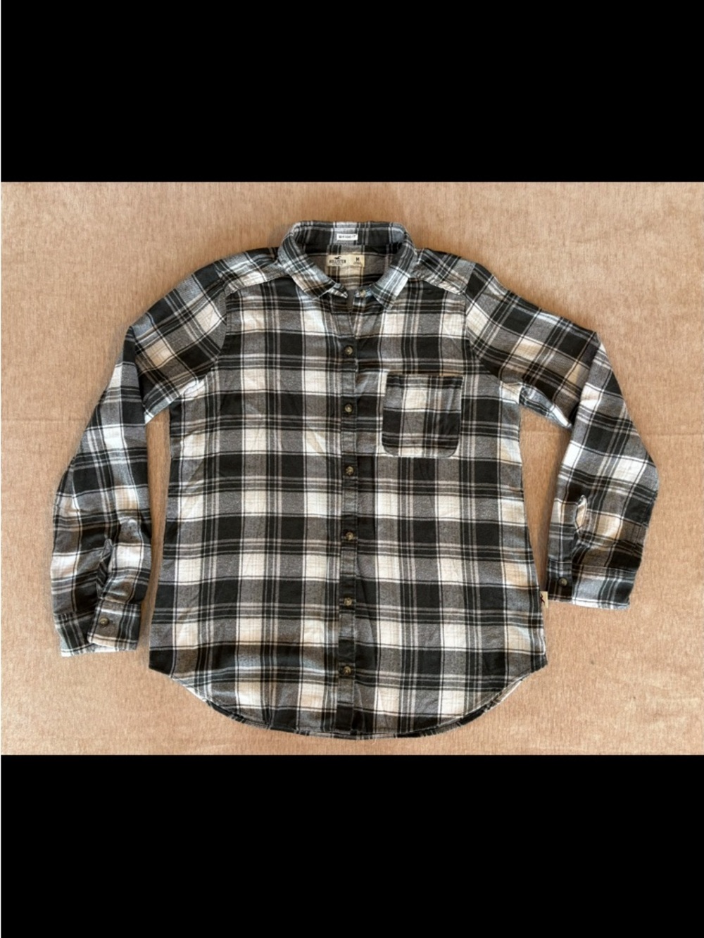 90’s Grunge Gray & White Plaid Button-Down Flannel Shirt Women’s Medium